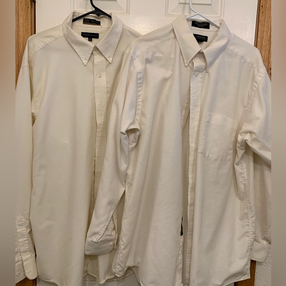 2pack Cambridge classics white button up long sleeve shirts 17.5 34/35 bundle